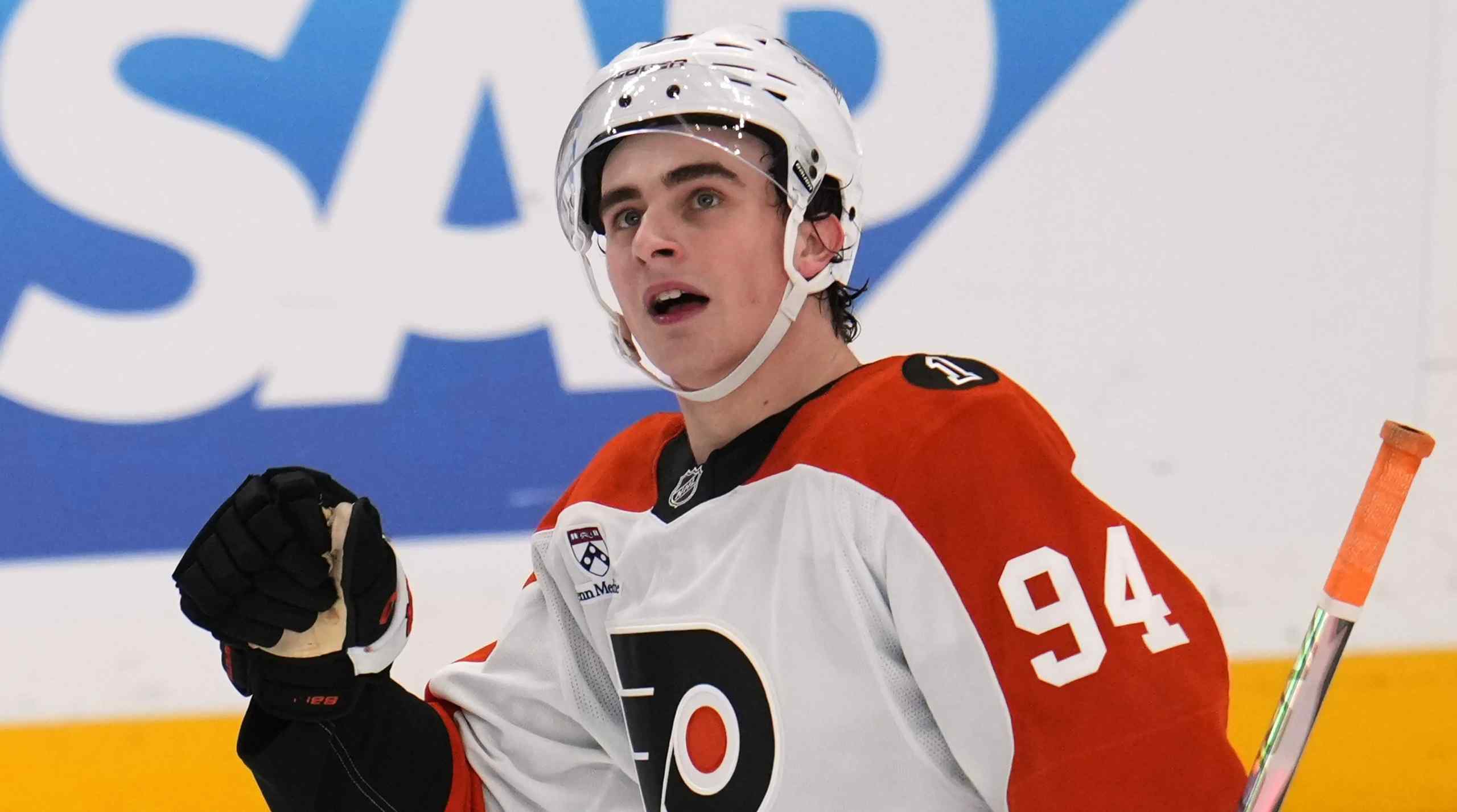 Porter Martone playing for the Flyers